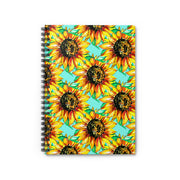 Ruled Spiral Notebook - Teal w/ Sunflowers